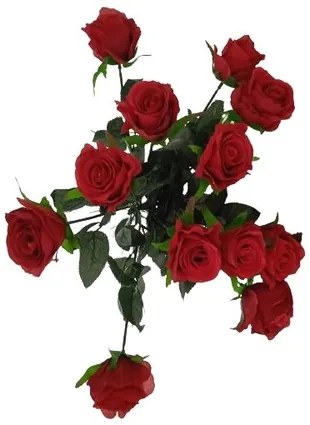 Művirágcsokor, vörös rózsák, 67 cm, 12 db