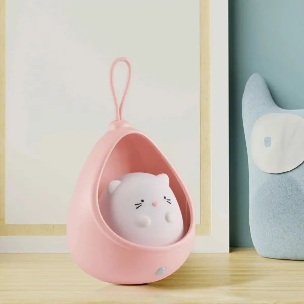 LED Gyermek Tájoló lámpa érzékelővel KITTY LED/0,5W/5V USB rózsaszín