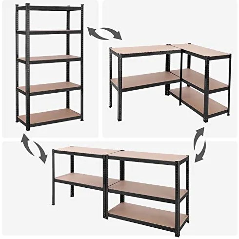 Nagy teherbírású fém polcos 2 db-os készlet, 40x90x180 cm, fekete