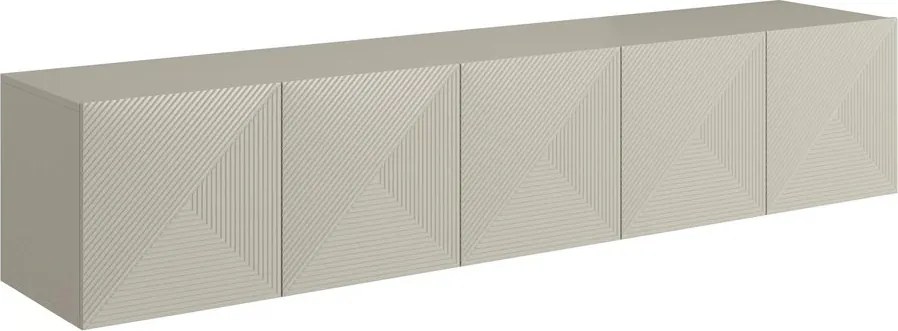 Asha fali TV szekrény 200 cm, bordázott előlap - kasmír