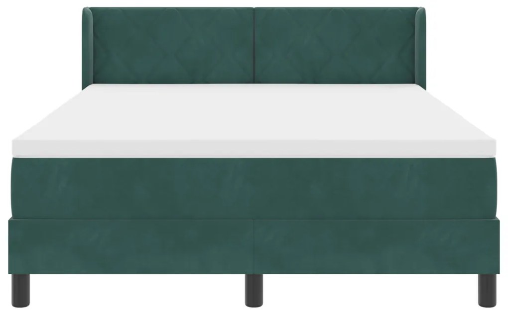Box Spring Ágy Mattal Sötétzöld 140x190 cm Bársonyos
