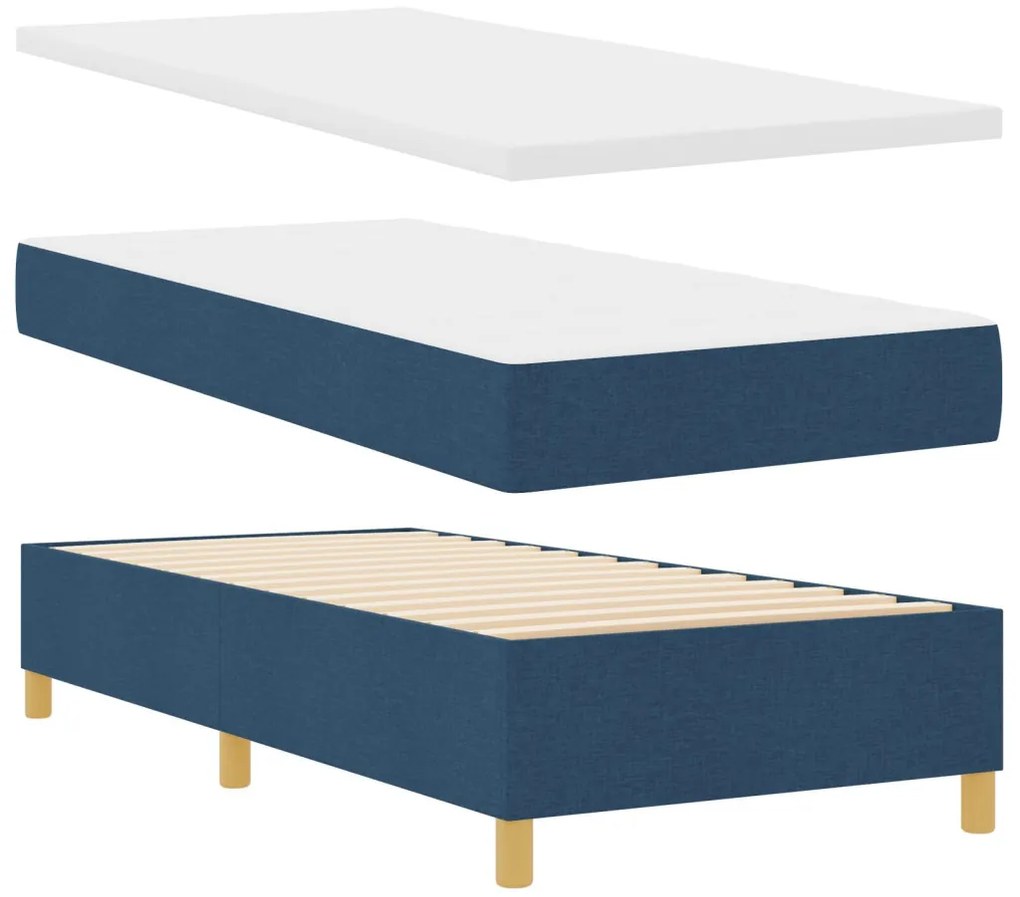 Boxspring Ágy Matraccal és Pad Kék 90x190 cm Szövet