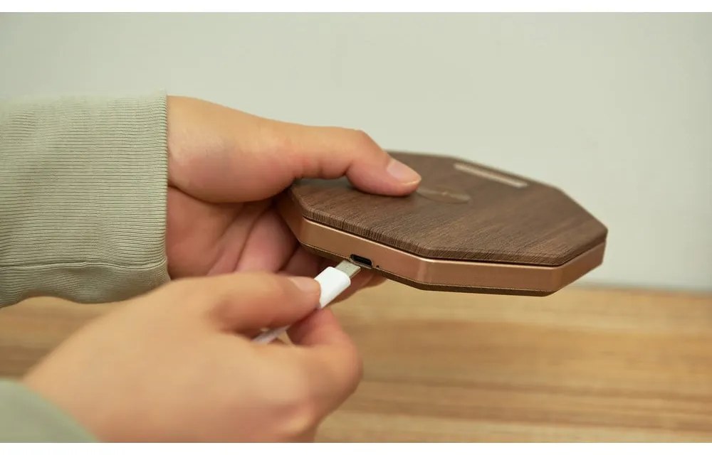 Barna USB fénydekoráció ø 12 cm Twist Hexagon – Gingko