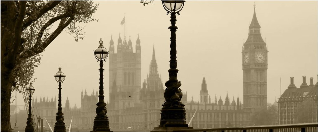 Kép - London a ködben, Anglia (120x50 cm)