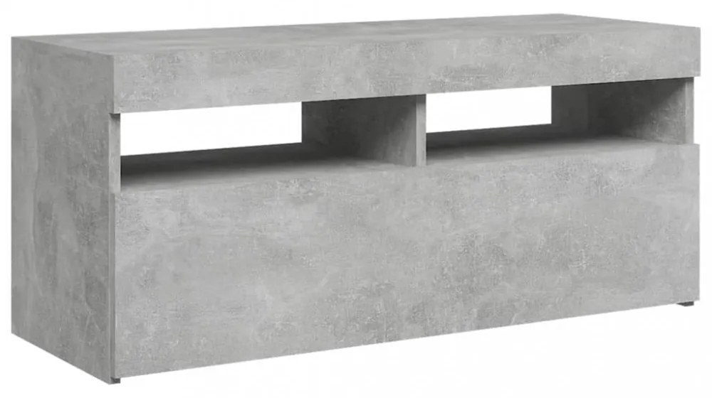 betonszürke TV-szekrény LED-világítással 90 x 35 x 40 cm
