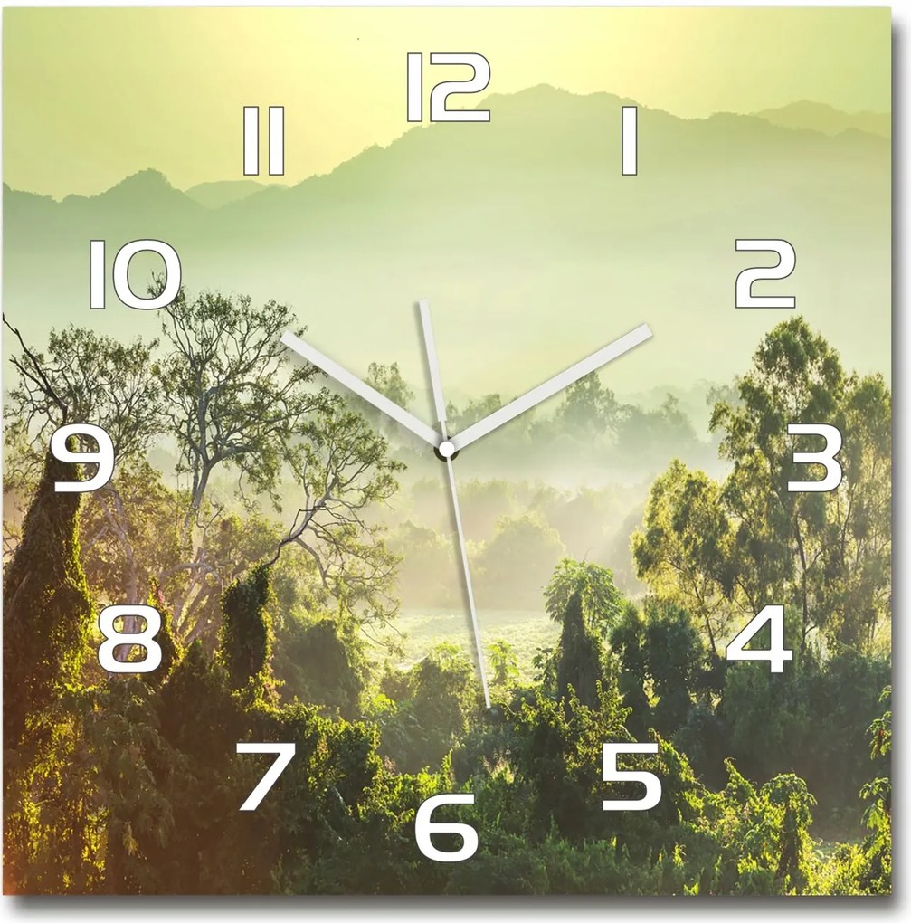 Üveg négyzet alakú falióra dzsungel mintával 60x60