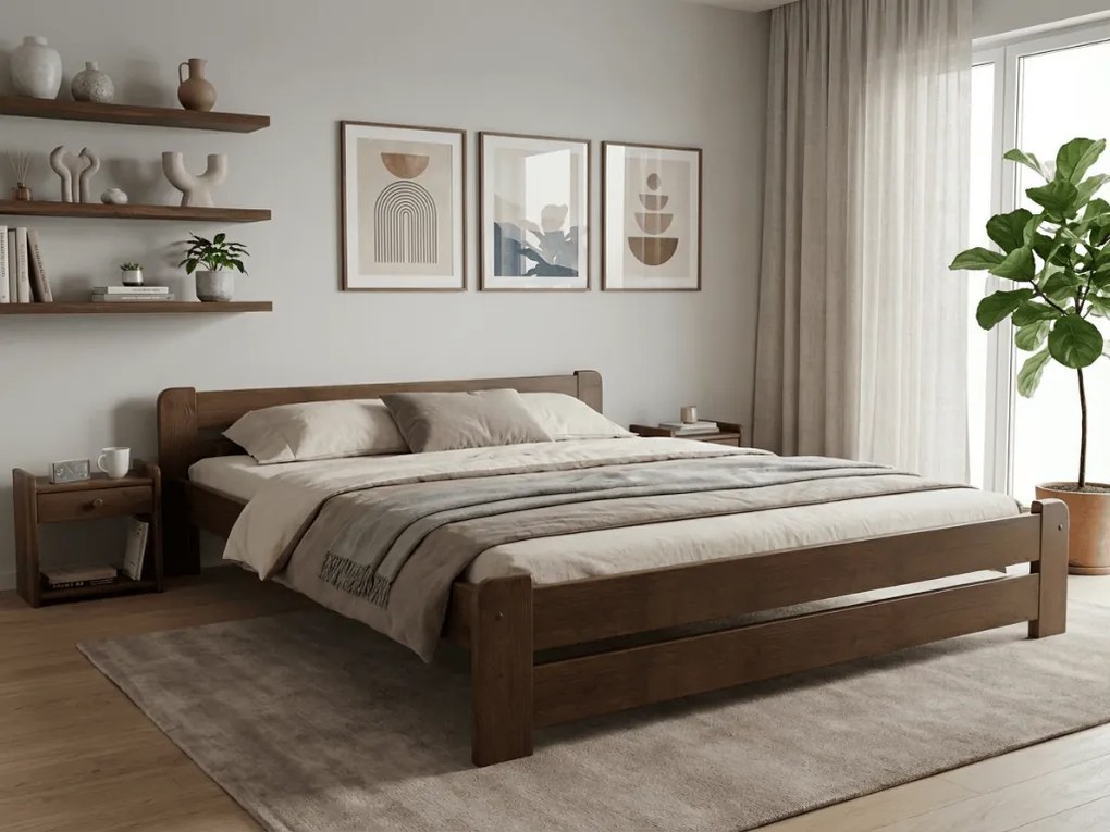 Laura ágy 120 x 200 cm, tölgy Ágyrács: Léces ágyrács, Matrac: Coco Maxi 20 cm matrac