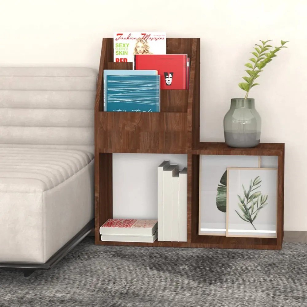 barna tölgyszínű szerelt fa újságtartó gyerekeknek 71x30x78,5cm