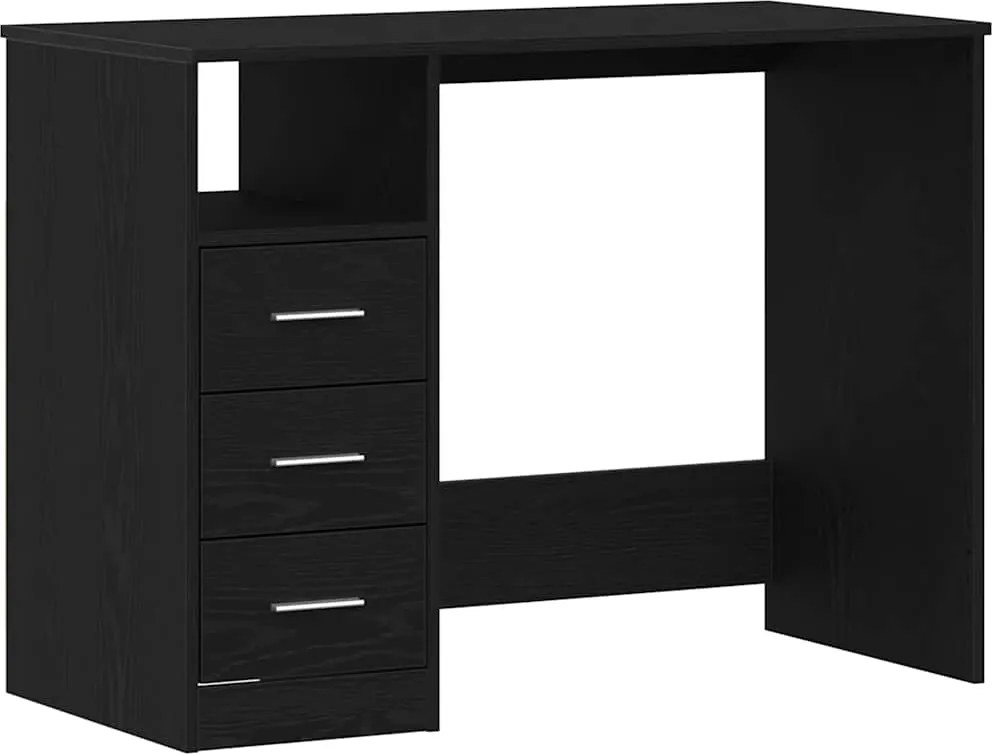 vidaXL fekete tölgy szerelt fa íróasztal fiókokkal 102 x 50 x 76 cm