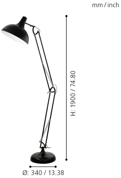 Eglo 94698 - Állólámpa BORGILLIO 1xE27/60W/230V