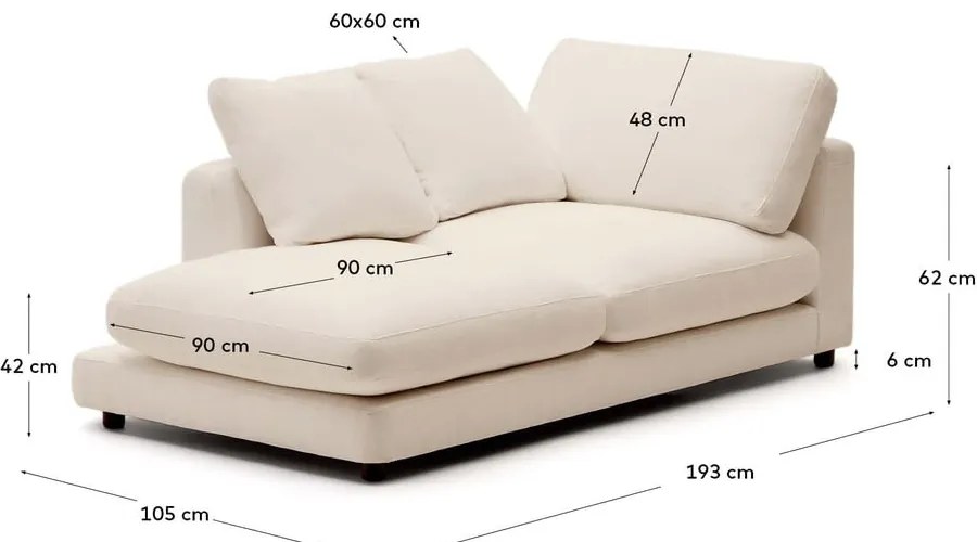 Krémszínű heverő Gala – Kave Home