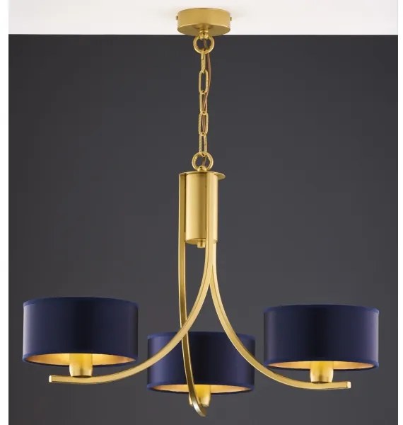 Jupiter 2093 - Láncos csillár ARTHUR 3xE27/15W/230V kék/arany