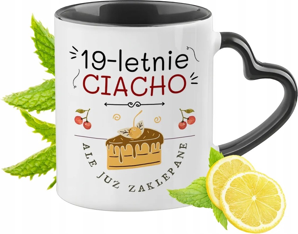 Születésnapra 19 19-as Fekete Bögre Szív Alakú Füllel Ajándék