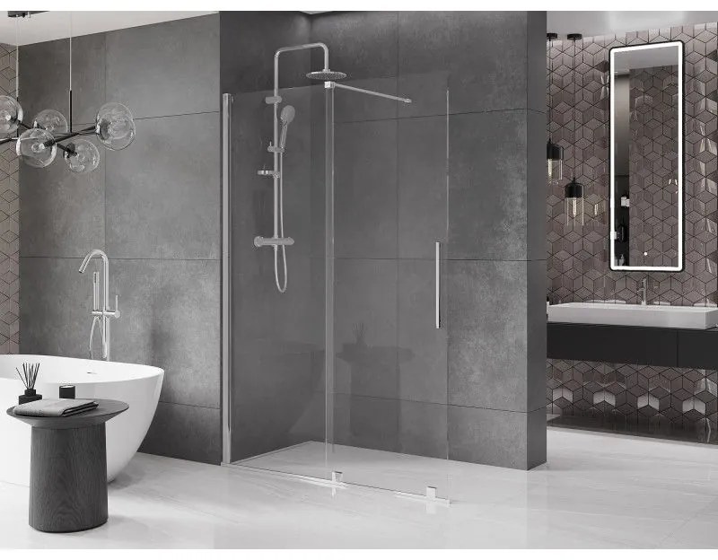 Mexen Velar, tolóajtó a nyílásba Walk-In típus 140 cm, 8 mm átlátszó üveg, króm, 871-140-000-03-01