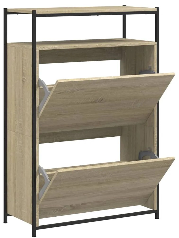 sonoma tölgy színű szerelt fa cipőszekrény 75x34x112 cm
