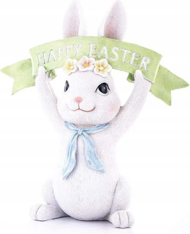 Húsvéti figura fehér nyuszi kendővel 21x18cm 143940 Art-Pol