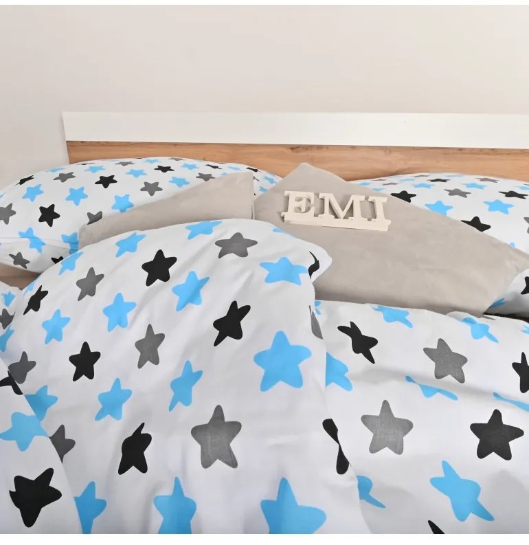 EMI Csillagok kék gyermek pamut ágyneműhuzat, A standard egyszemélyes ágy szett tartalma: 1x 140x200 + 1x 70x90