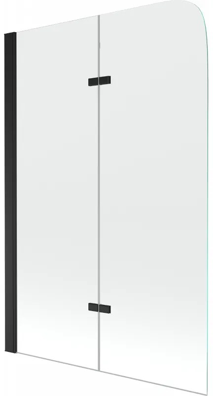 Mexen Felix 2 szárnyas kádparaván 80 x 140 cm, Átlátszó, Fekete - 890-080-002-70-00