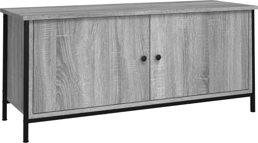 vidaXL szürke sonoma színű szerelt fa TV-szekrény ajtókkal 102x35x45cm