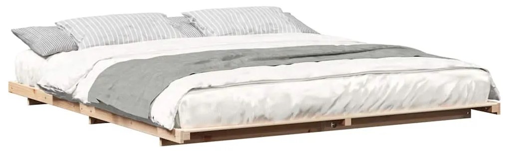 Földi ágykeret Barna 200 x 200 cm Tömör fenyőfa