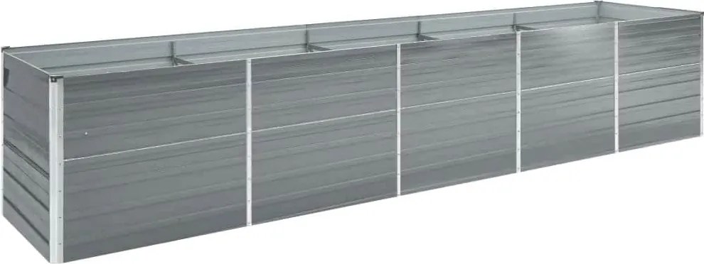 vidaXL szürke horganyzott acél kerti magaságyás 400 x 80 x 77 cm