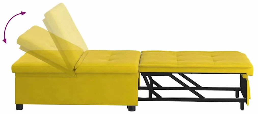 Kanapéágy Sárga 67 x 194 x 38 cm Bársony