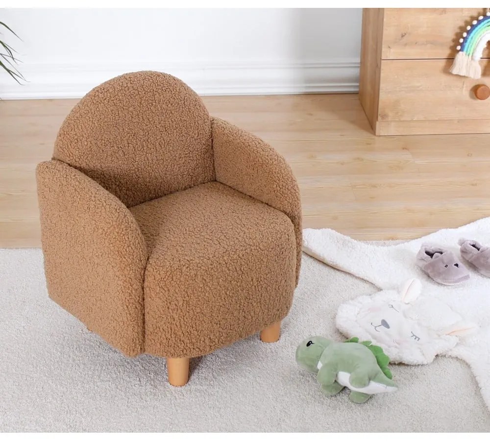 Barna buklé gyerek fotel Moylo – Artie