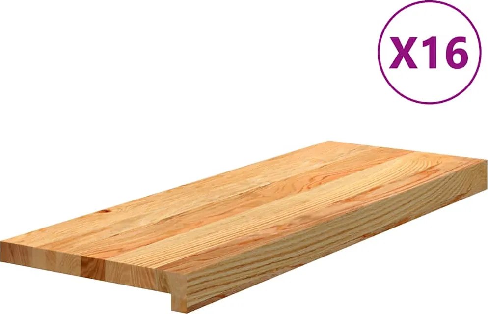 vidaXL 16 db tömör tölgyfa világosbarna lépcsőfokok 70x25x2 cm