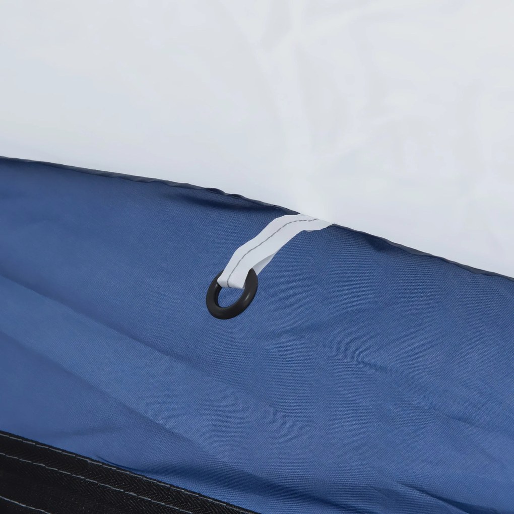 Outsunny Családi Dóm Kempingtábor 6-8 Fő Részére 4 Cipzáros Hálós Ajtóval, Levehető Oxford Szövet, Lámpafogó, Hordtáska 350L x 350W x 230H cm - fehér