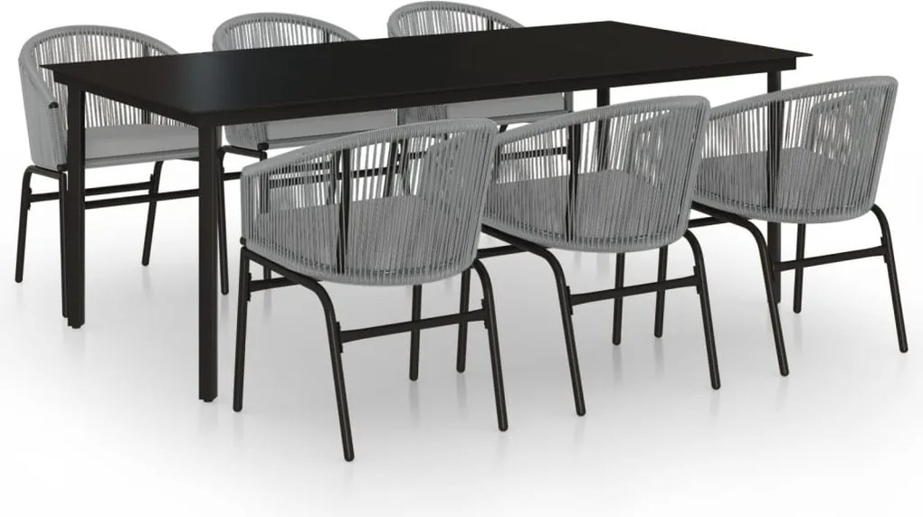vidaXL 7 részes szürke kerti étkezőgarnitúra