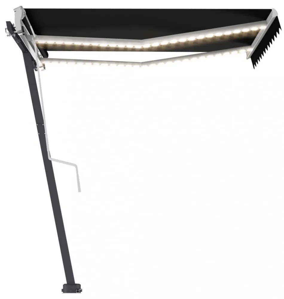 antracitszürke kézzel kihúzható LED-es napellenző 350 x 250 cm