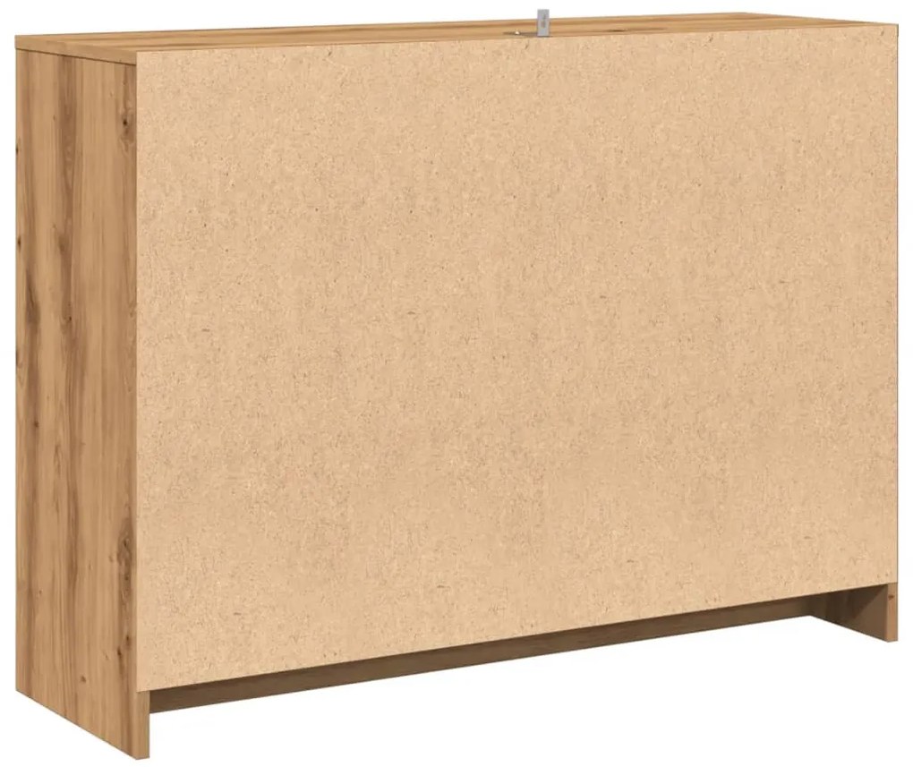 kézműves tölgy színű szerelt fa tálalószekrény 102 x 33 x 75 cm