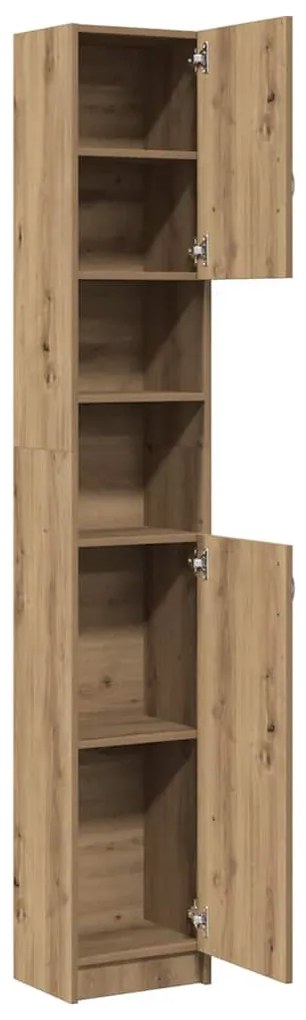 kézműves tölgyfa fürdőszobaszekrény 32 x 25,5 x 190 cm redőzött fa