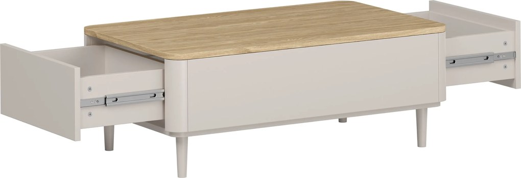 Amilio dohányzóasztal 100 cm fiókos - kasmír / olajozott tölgy