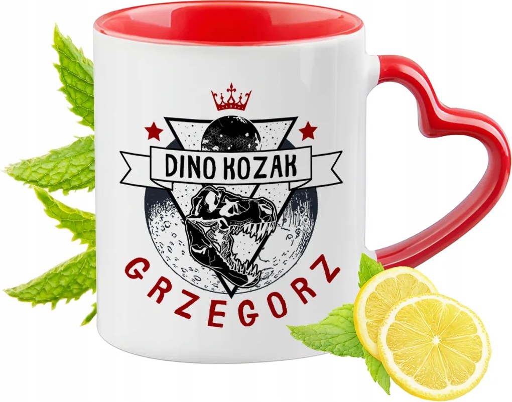 Piros bögre szív alakú füllel Gergelynek Ajándék