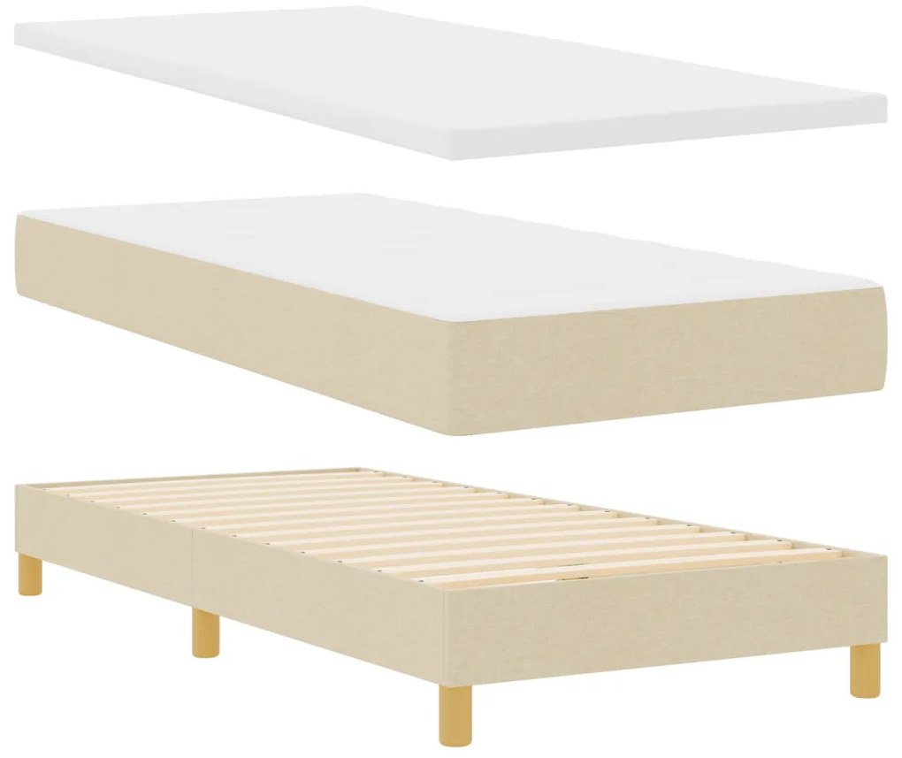 Boxspring Ágy Matraccal - Krém - 80x200 cm - Szövet