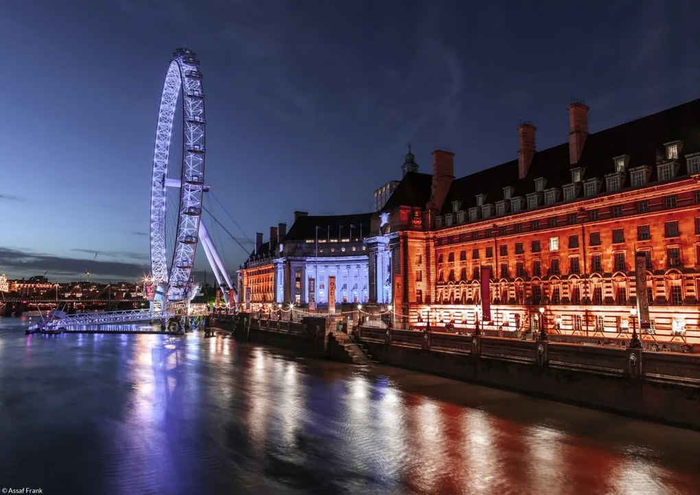 Poszter 29,7x21cm London városháza és London szeme éjszaka, Assaf Frank