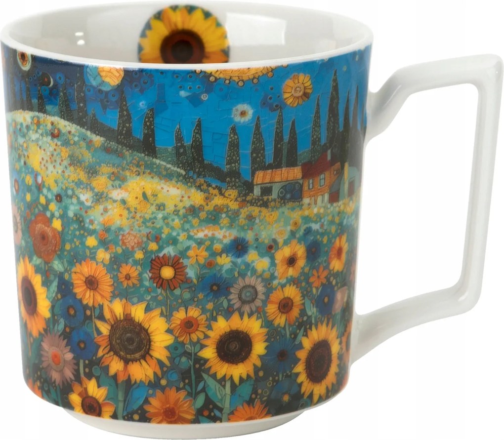 Porcelán bögre 450ml Modern Sunflower Field Ajándék Anyák napjára,Apák napjára