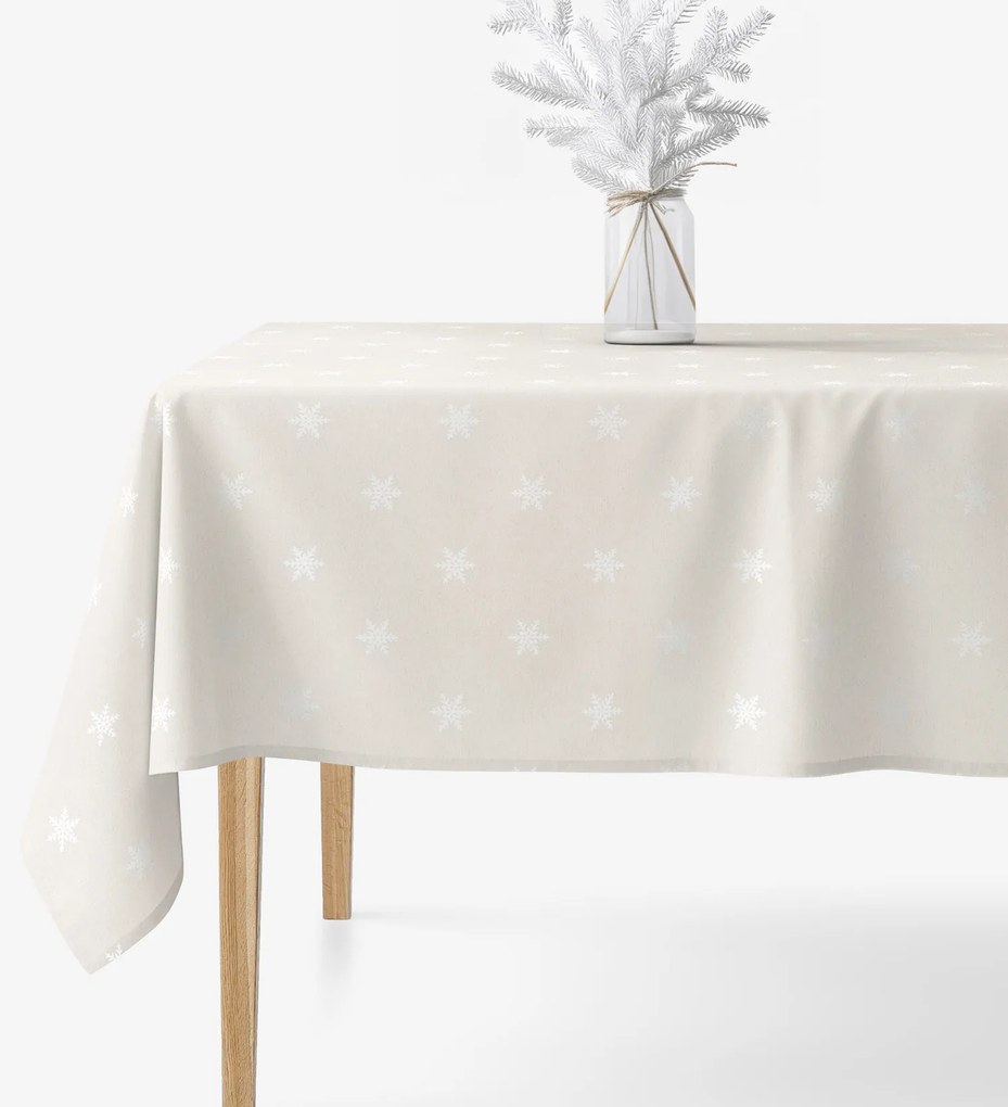 Goldea karácsonyi szögletes terítő natura - hópelyhek természetes alapon 100 x 140 cm