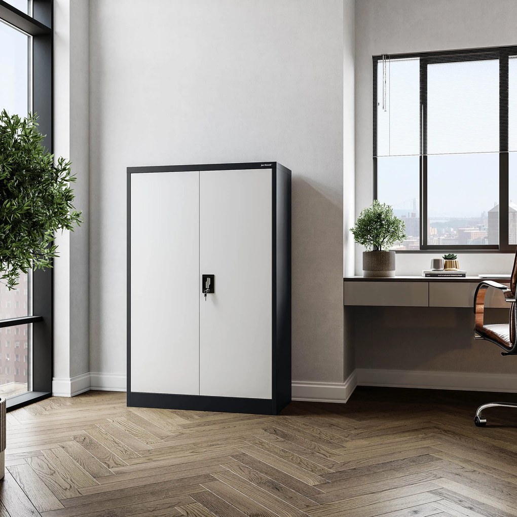 Fém iratszekrény KEVIN, 900 x 1400 x 400 mm, antracit-fehér