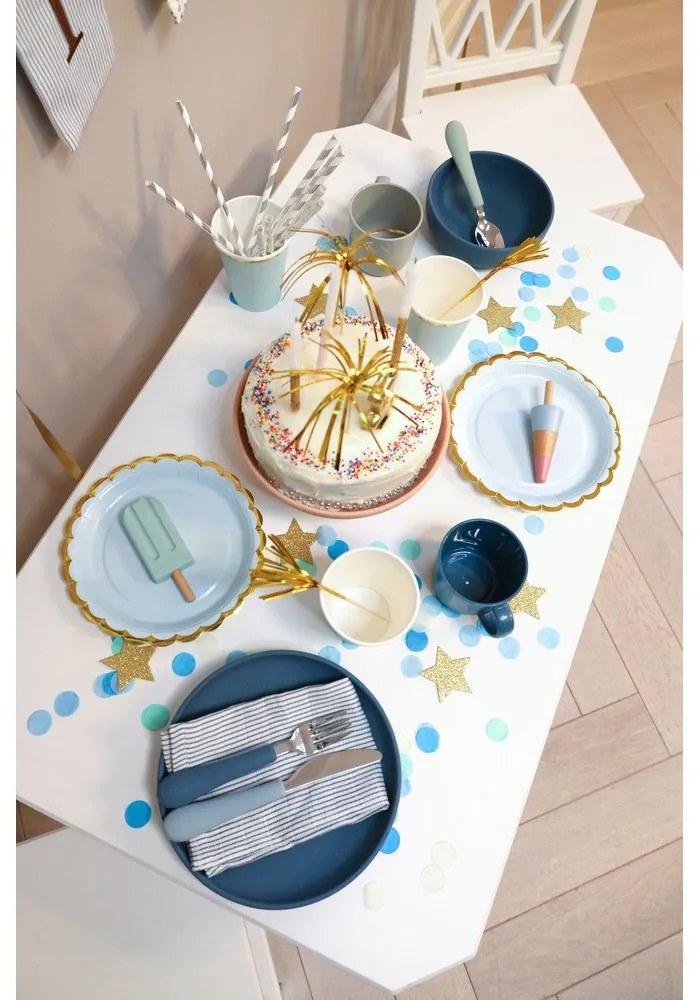 Zöld-kék szilikon gyerek evőeszköz szett 3 db-os Ocean Mix – Cam Cam Copenhagen