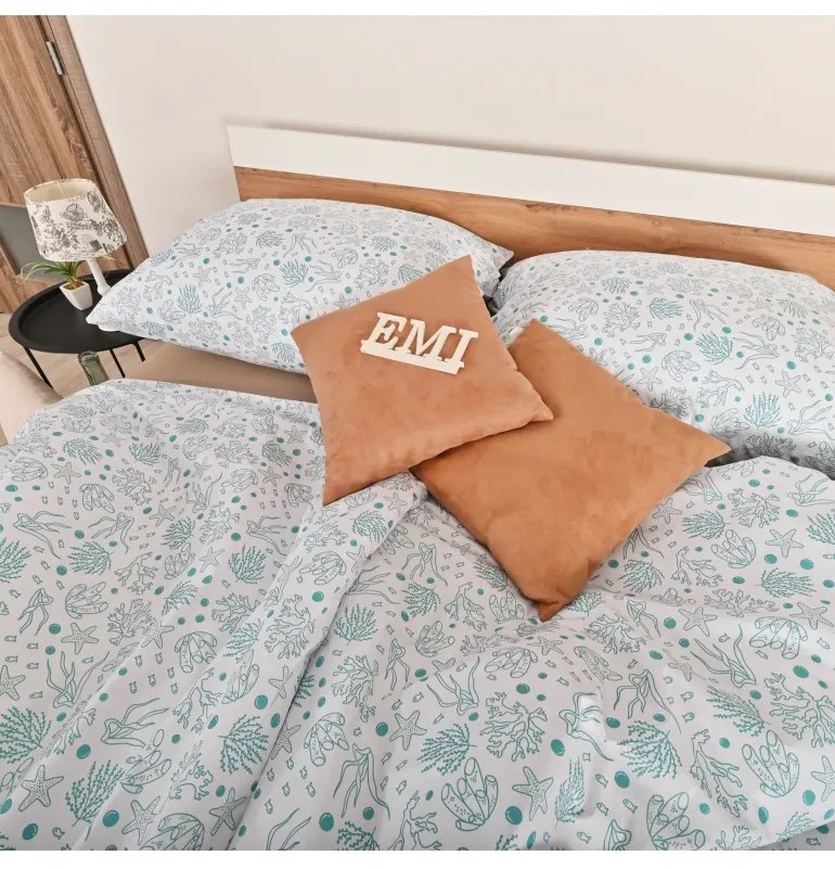 EMI Sea türkiz pamut ágyneműhuzat, A standard egyszemélyes ágy szett tartalma: 1x 140x200 + 1x 70x90