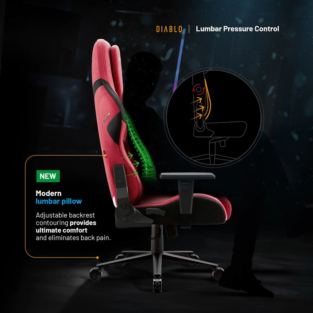 Gamer szék Normal Size, piros-fekete: Diablo X-One Prime Bloody Mary