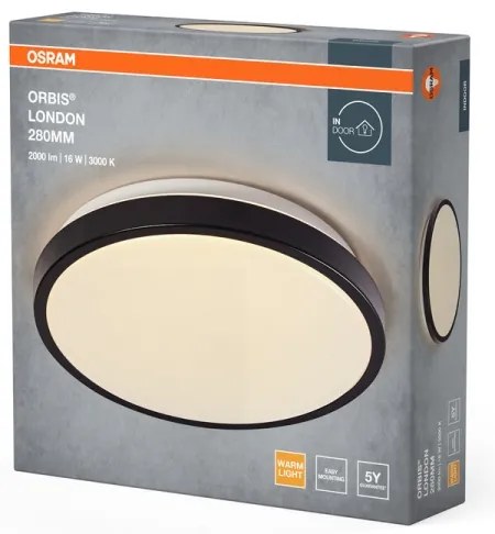 Osram - LED mennyezeti lámpatest ORBIS LONDON LED/16W/230V Ø 28 cm fekete