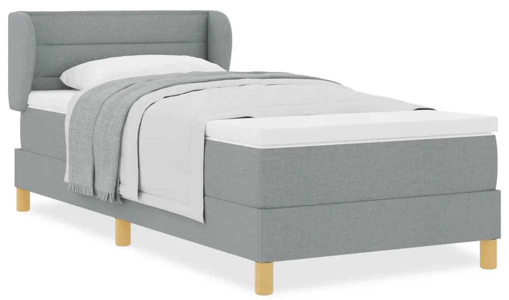 Boxspring Ágy Matracokkal Világosszürke 100x200 cm Szövet