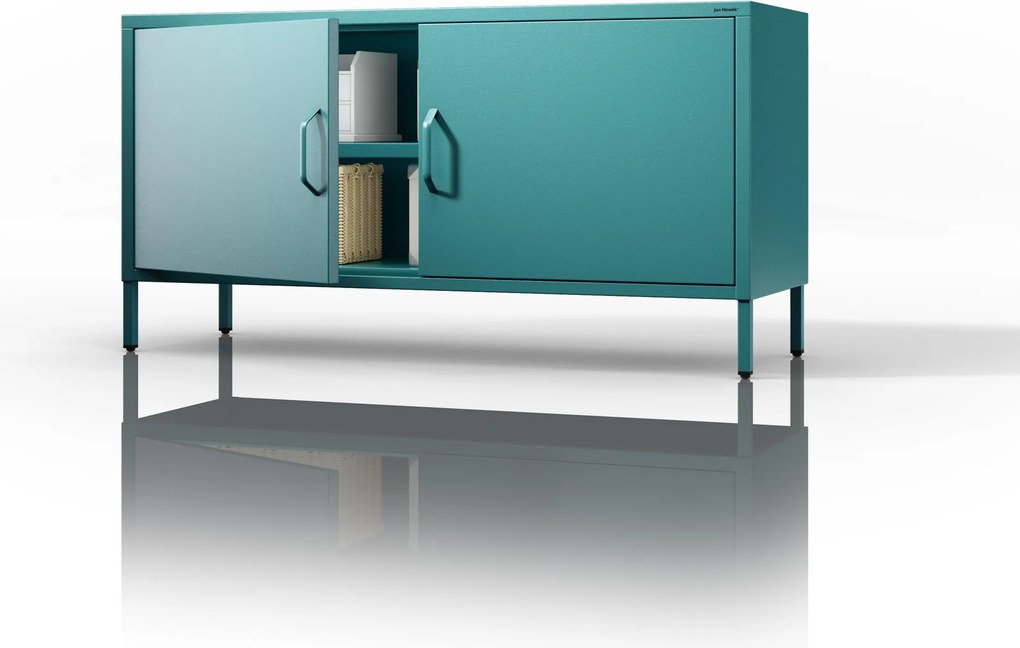 Fém TV-szekrény lábakkal, tengerkék, 1150x595x400 mm: ROSA Modern