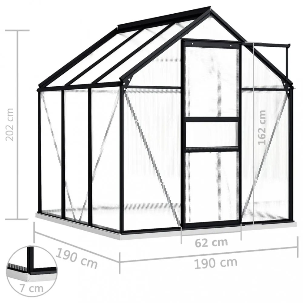 antracitszürke alumínium melegház alapzattal 3,61 m²