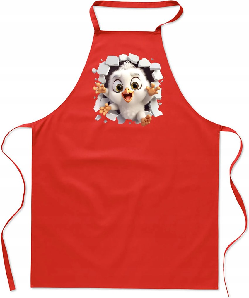 Konyhai Kötény pamut piros lyuk Csirke csirke FA_477_cw