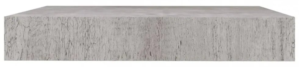 4 db betonszürke MDF lebegő fali polc 23 x 23,5 x 3,8 cm