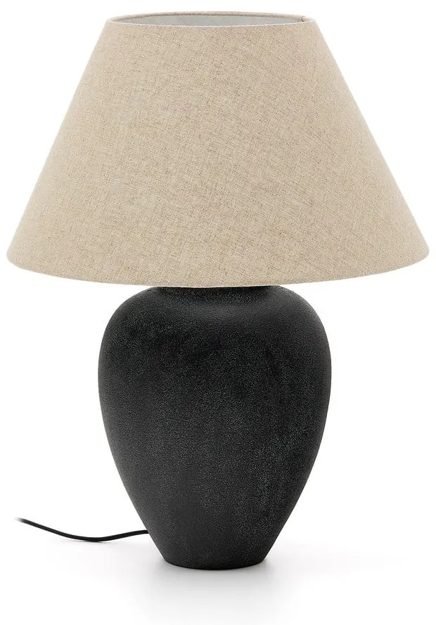 Fekete-bézs asztali lámpa textil búrával (magasság 60 cm) Mercadal – Kave Home